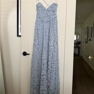 For Love and Lemons Light Blue Lace Maci Dress (S)